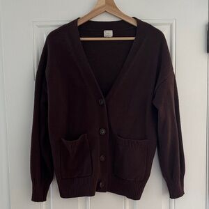 A New Day Cozy V-Neck Pocket Cardigan Sweater - Chocolate Brown